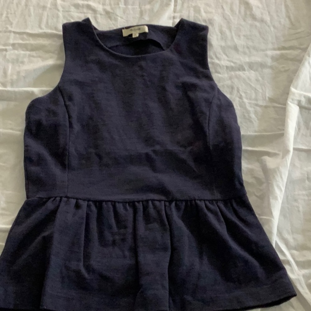 Navy peplum tank